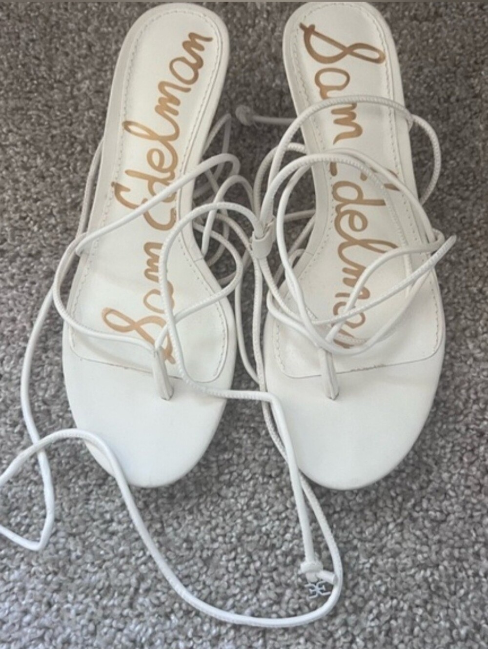 Sam Edelman White Lace-Up Toe-Loop Sandals